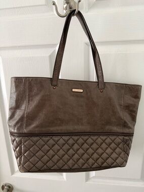 Vintage Quilted Brown Leather Tote